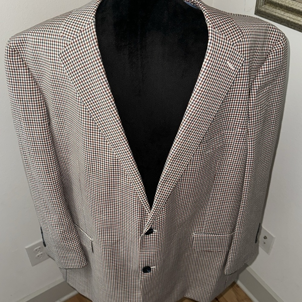 Roberto Rosso Sandro‎ wool linen blend plaid Filarte blazer suit sport coat 48R